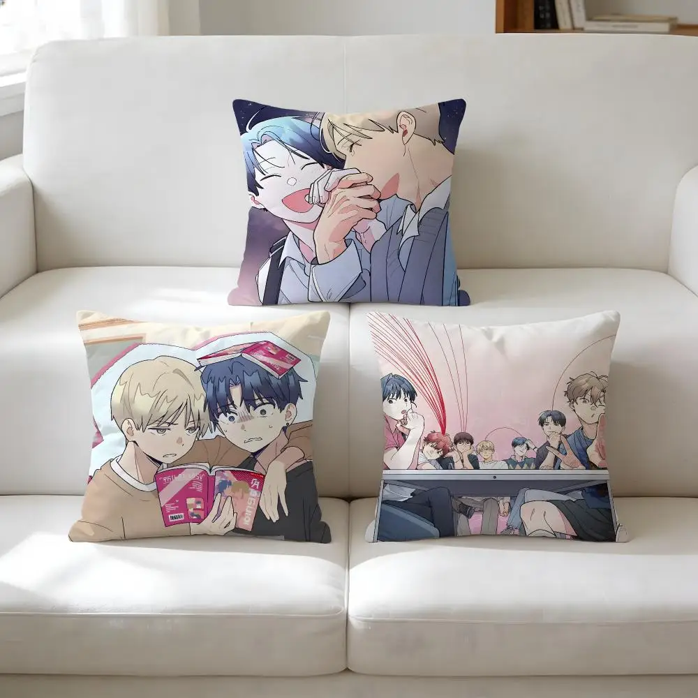 Yaoi Anime O-one Room Ta Cushion Cover Breathable Short Plush Pillow Case Wrinkle-Resistant Machine-Washable For Easy Care