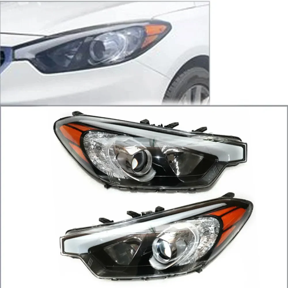 Fit For 2014-2016 Kia Forte Pair Headlights Right Left Side Halogen Headlamps