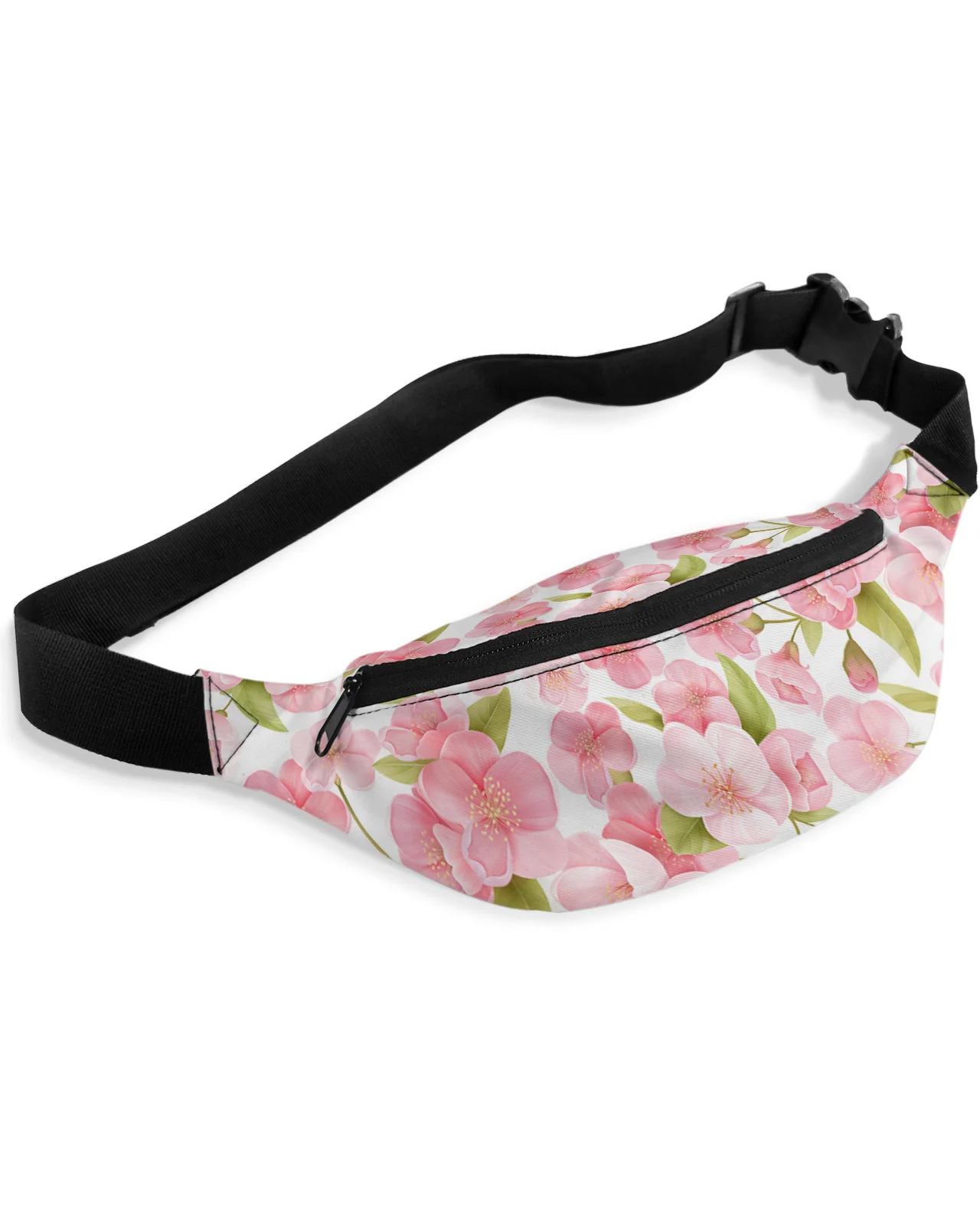 Pink Peach Blossom Flower Waist Bags for Women Man Travel Shoulder Crossbody Chest Bags Waterproof Fanny Pack