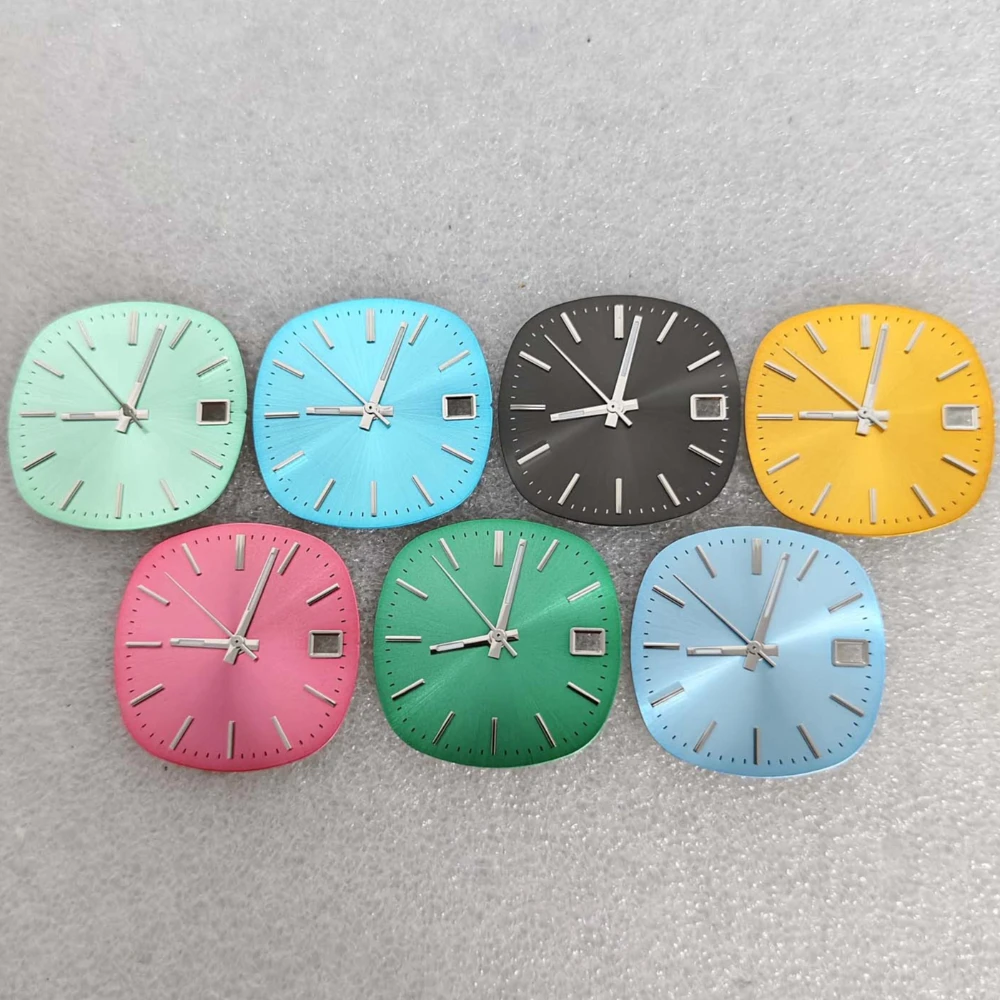 29mm New TV Dial Multi-Color Sunburst Watch Dial Green Luminous Hands Single/Double Calendar Watch Face Fit NH35 NH36 Movement