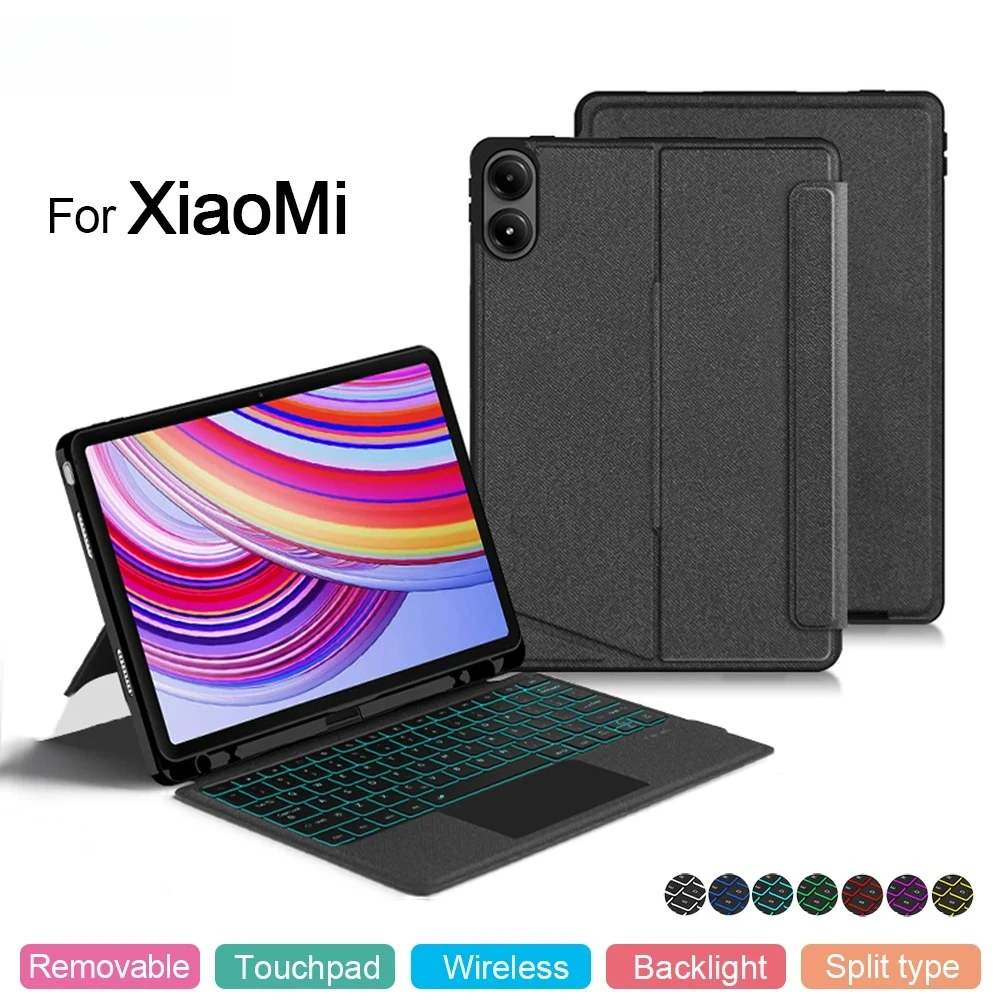 

Keyboard For XiaoMi POCO Pad 12.1 Inch 2024 Redmi Pad Pro 12.1" Tablet Case Magic Smart Keyboard Cover TouchPad Backlight