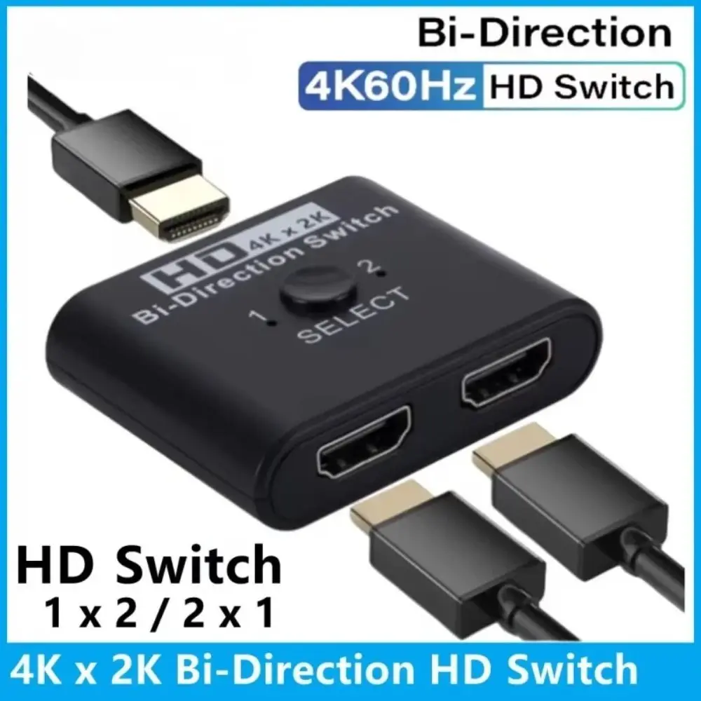 

4K@60hz HDMI Switch Bidirectional 8k@60hz HDMI Splitter Plug and Play HDTV Splitter for PS3 PS4 TV Box Monitor Projector Office
