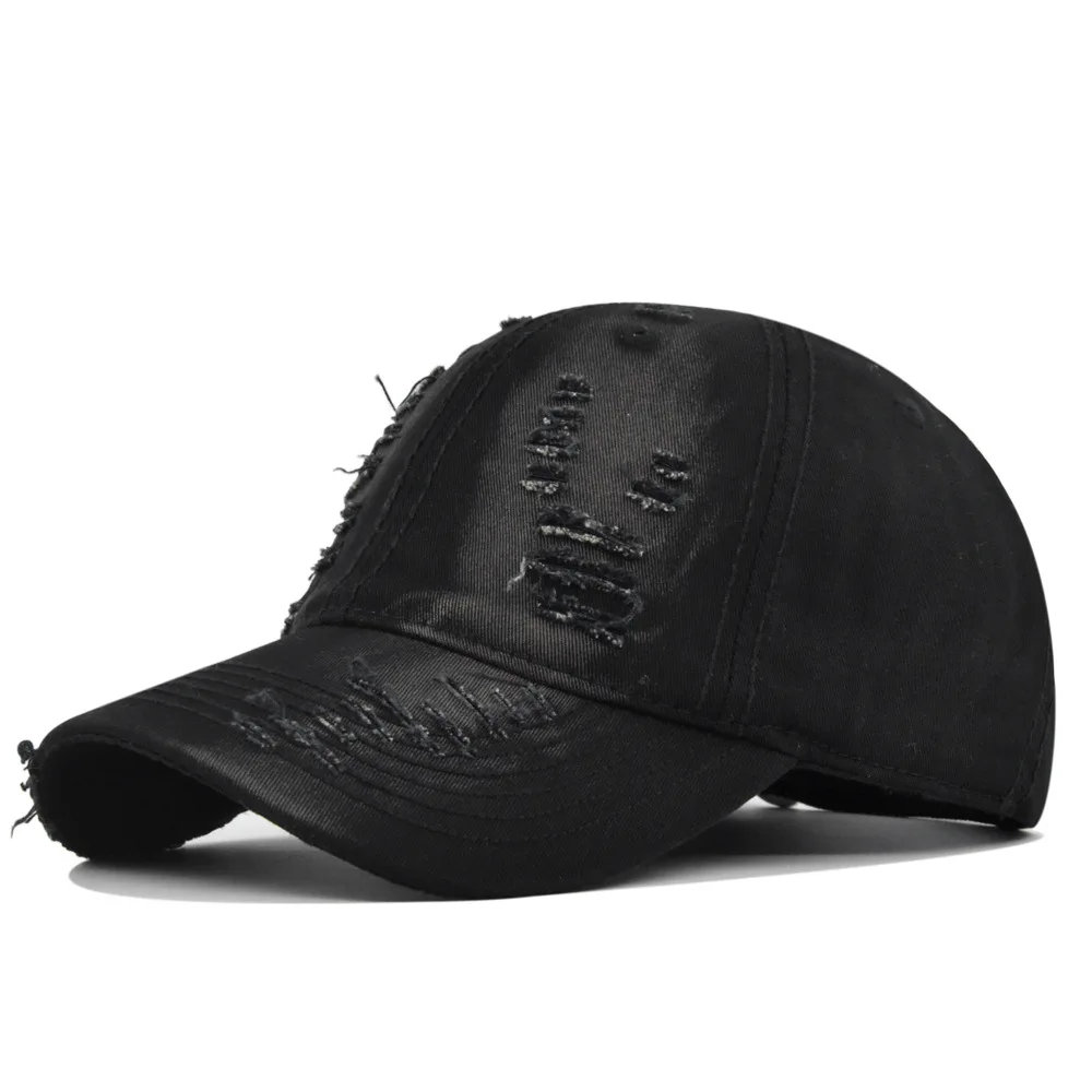 

Distressed Baseball Washed Duckbill Cap Breathable Couple Curved Brim Solid Color Sun Hat