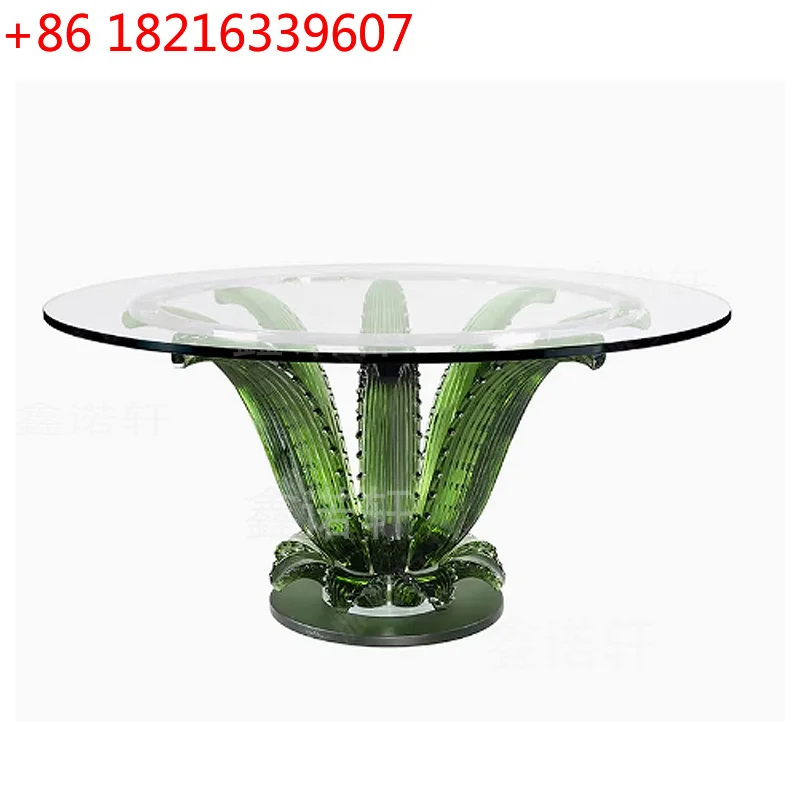 YAO YAO Simple high-grade transparent resin dining table, petal coffee table, round glass table