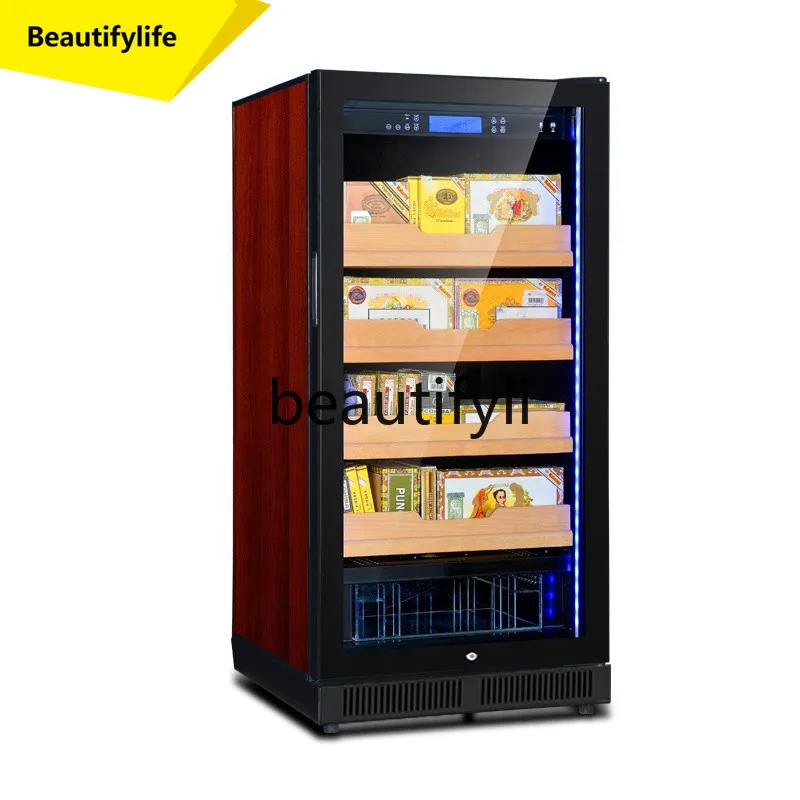 

A61 Temperature and Humidity Cigar Cabinet Single Door Glass Door Refrigerated Cigar Display Cabinet with Humidification Film