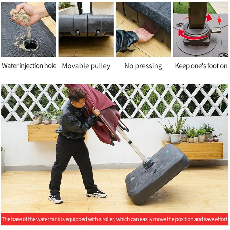 Cantilever Solar LED Garden Umbrella with Base 5