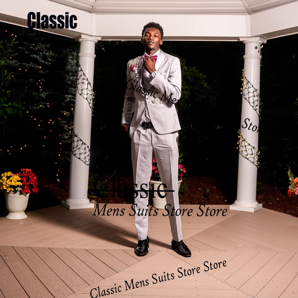 

Customized Resplendent Sequin Men Suit Simple Jewelry Crystal Wedding Tuxedos Slim Sparkly hombre 3 Pieces Set Groom Male Blazer
