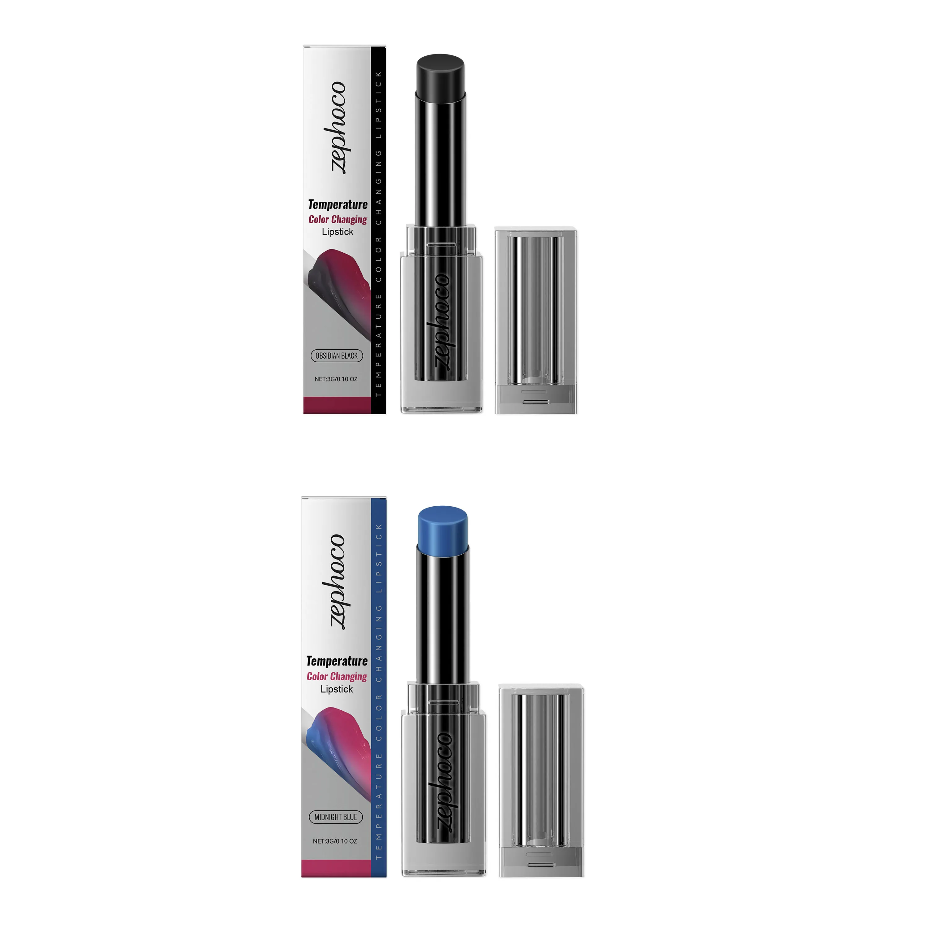 Midnight Blue Obsidian Color-Changing Lipstick, gently moisturizing, reduces lip lines, and cares for soft, tender lips