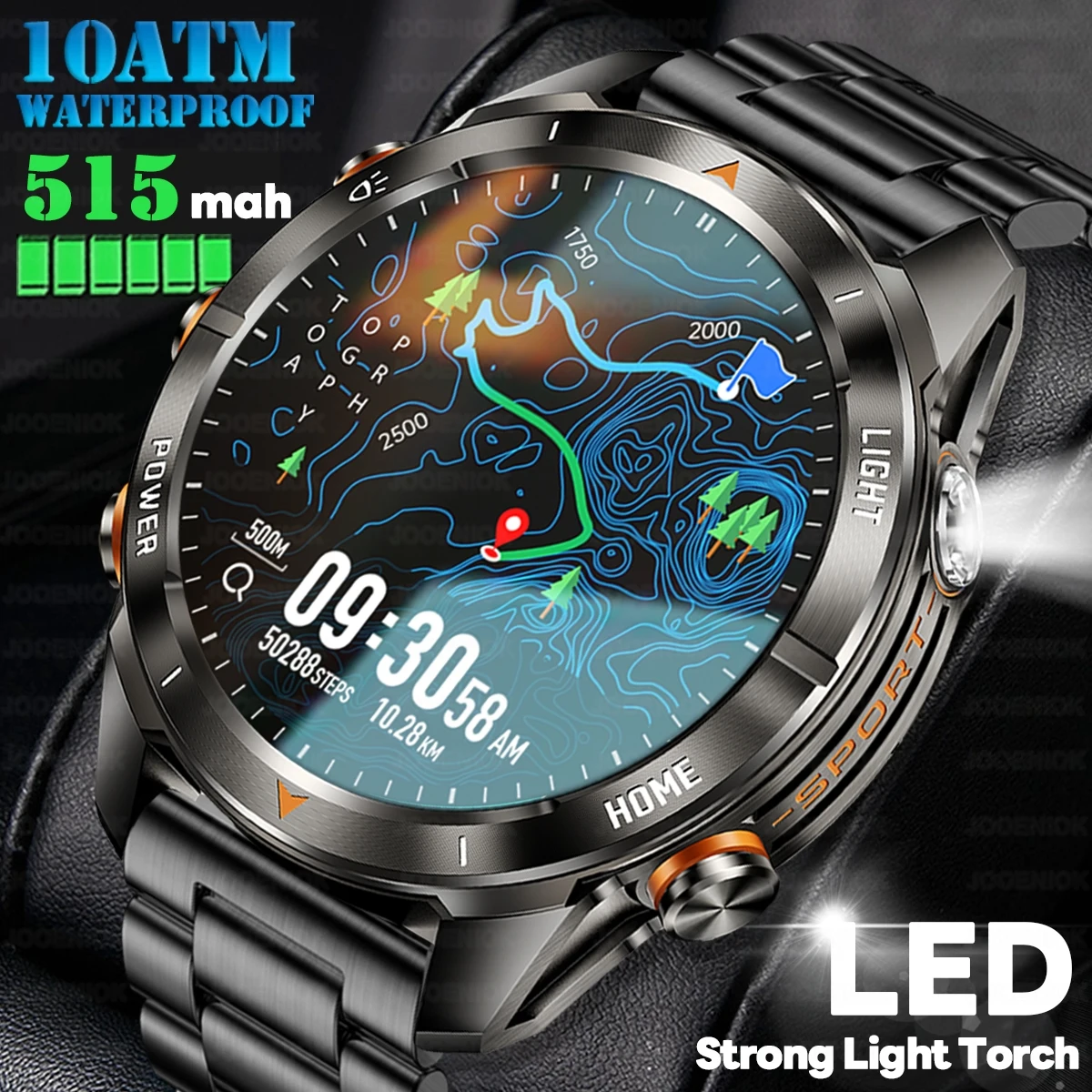 

2025 New Rugged Military Smart Watch Men Heart Rate Flashlight IP68 Waterproof Outdoor Sport Tracker Bluetooth Call Smart Watch