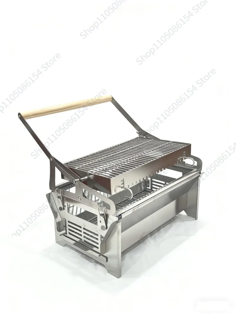 Flip BBQ Grill 360 ° Outdoor Camping Home Grill Portable Rotatable Temperature Control Stainless Steel Removable Resistant