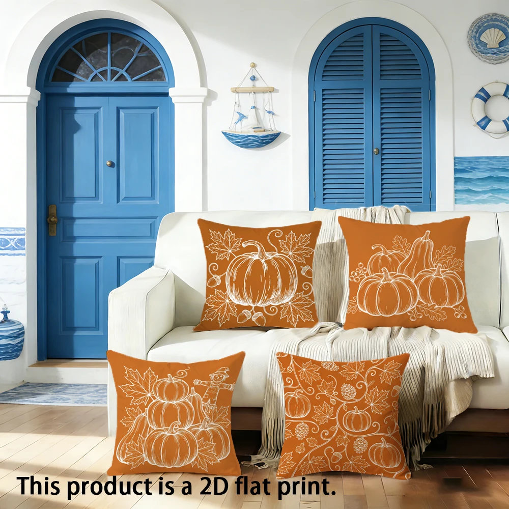 1pc  Fall Pumpkin Maple Leaf Throw Pillow Covers Farmhouse Harvest Seasonal Decorative Cushion Cases for Sofa Couch Bed