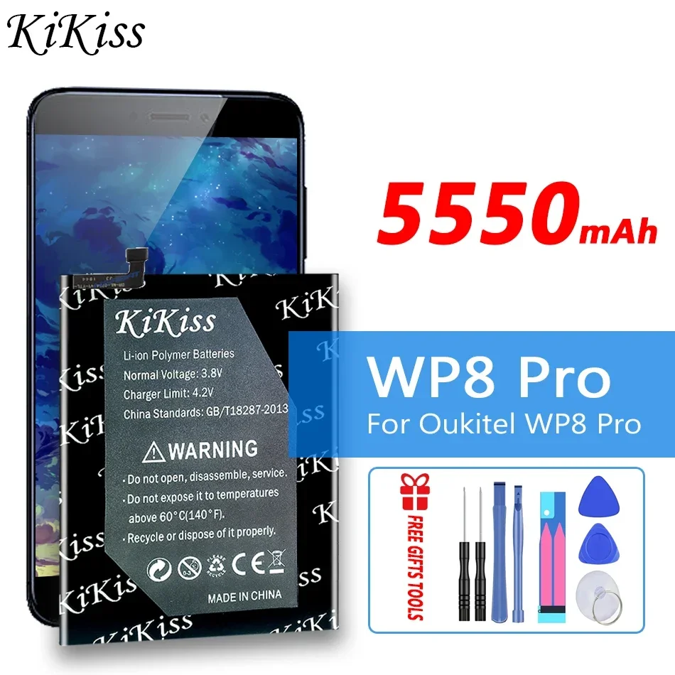 

Аккумулятор KiKiss на 5550 мА · ч для Oukitel WP8 Pro, 6,49 дюйма, WP8Pro мобильный телефон, аккумуляторная батарея