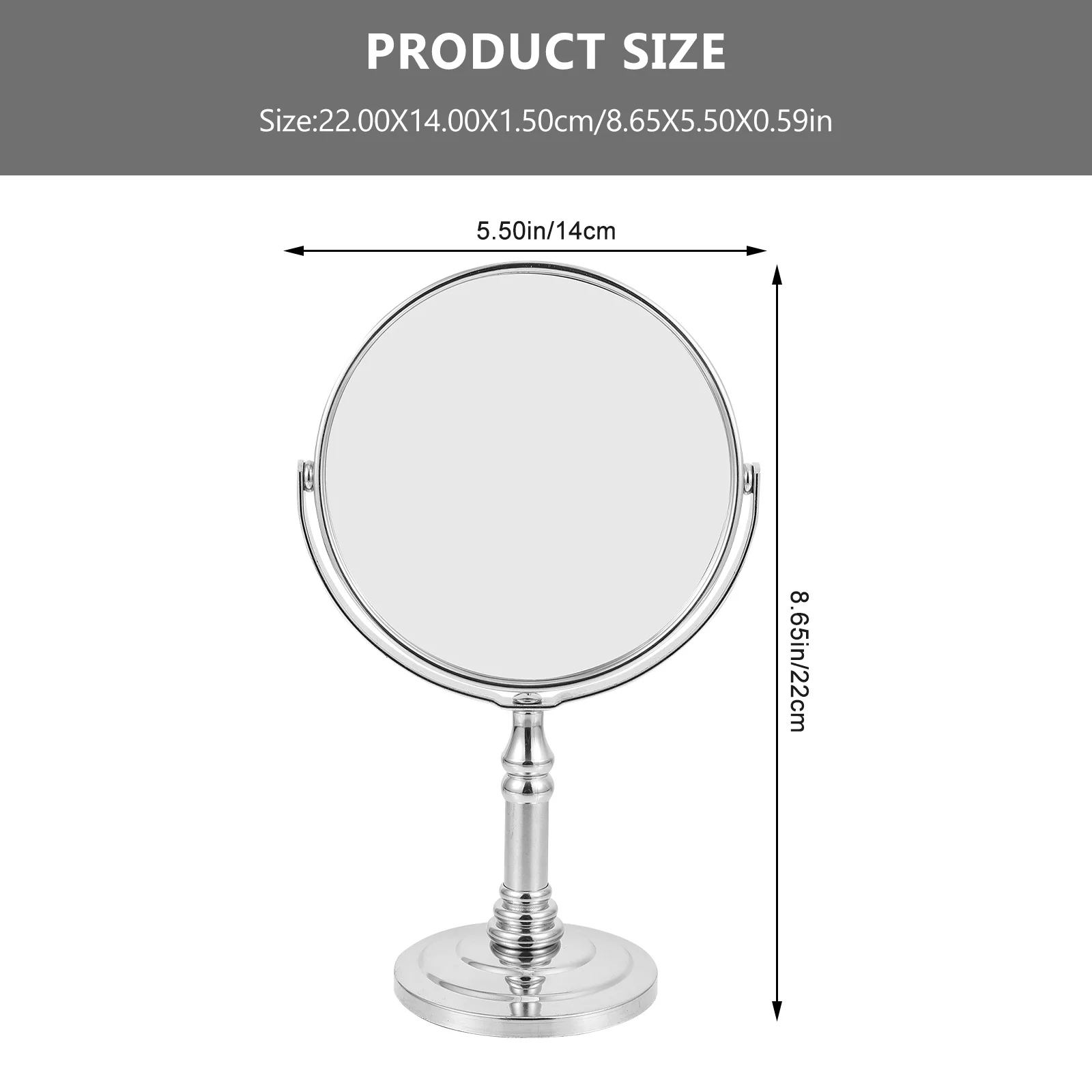 1 個デスクトップ化粧鏡スイベルメタル両面バニティミラークリア HD 表面スムーズな仕上げ女性の浴室用