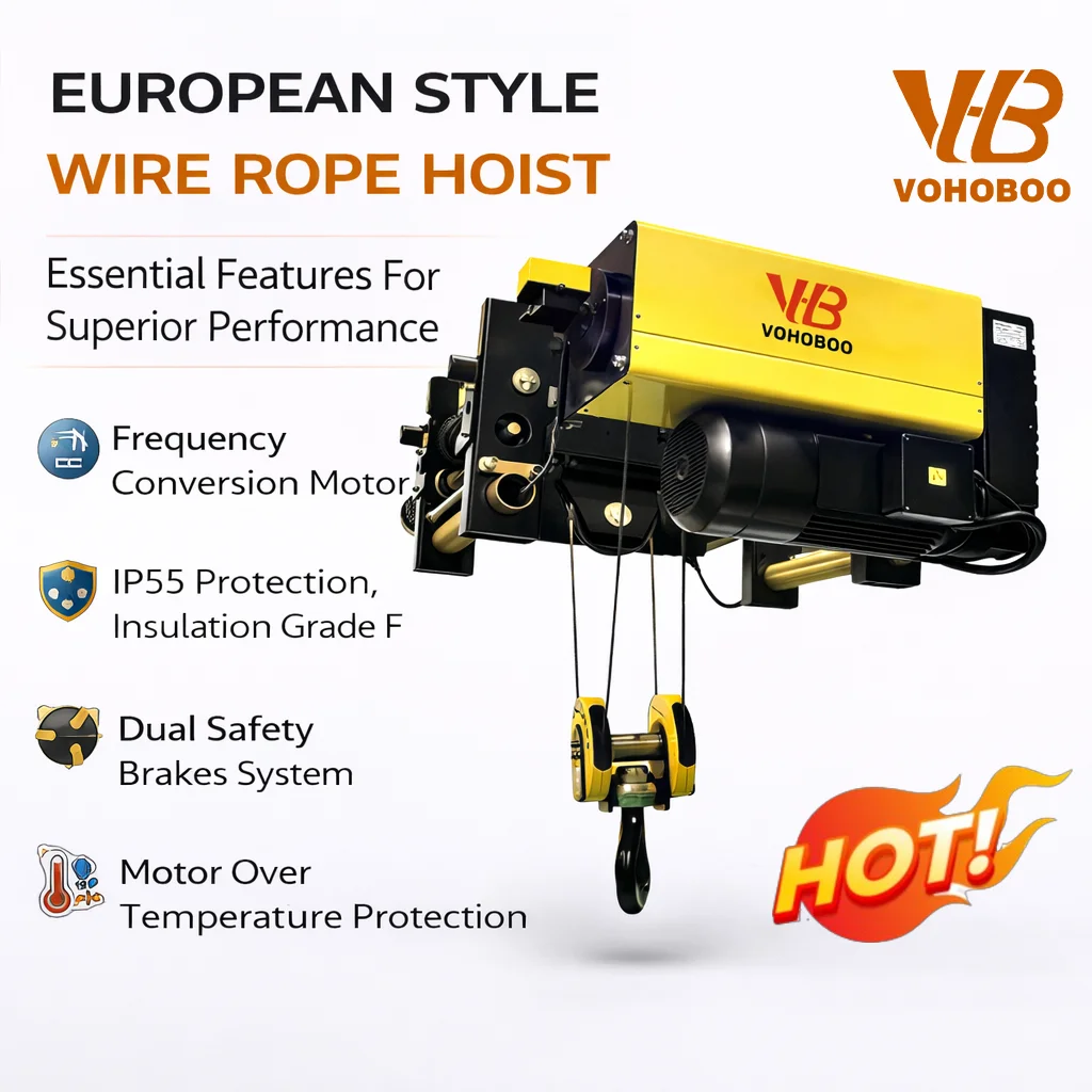 2024 European Type Single Double Girder Wire Rope Hoist 3.2ton 6.3ton 10ton Best Quality Steel For Retail Hotel Industries New