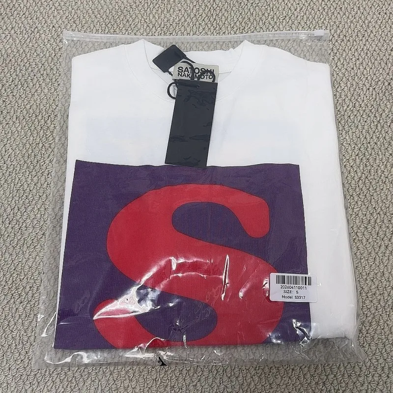 Heavy Duty Washed Cotton White Oversized SATOSHI Tshirts Square Box Alphabet Logo Print Summer Street Men Women Short Sleeve Tee