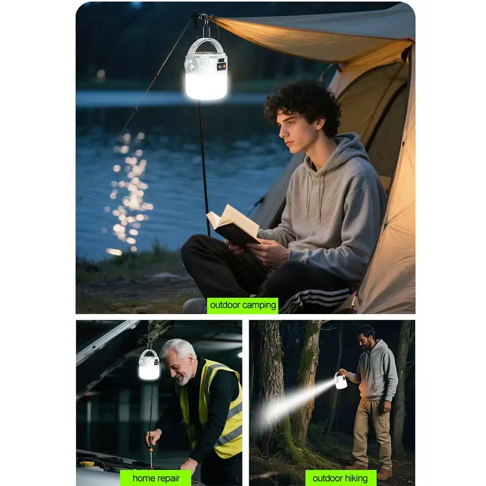 Solar Camping Light USB Rechargeable Outdoor Portable Waterproof Emergency Lantern For Hiking Backpacking Tent Activities