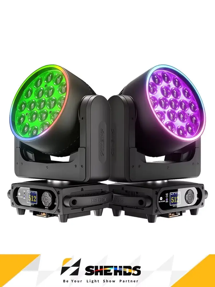 SHEHDS 1/2 Stück 19x15W RGBW LED Moving Head 19x25W Beam Wash Geräuscharmer Bühnenlichteffekt Professionell für DJ Disco Hochzeit Party 2 Jahre Garantie