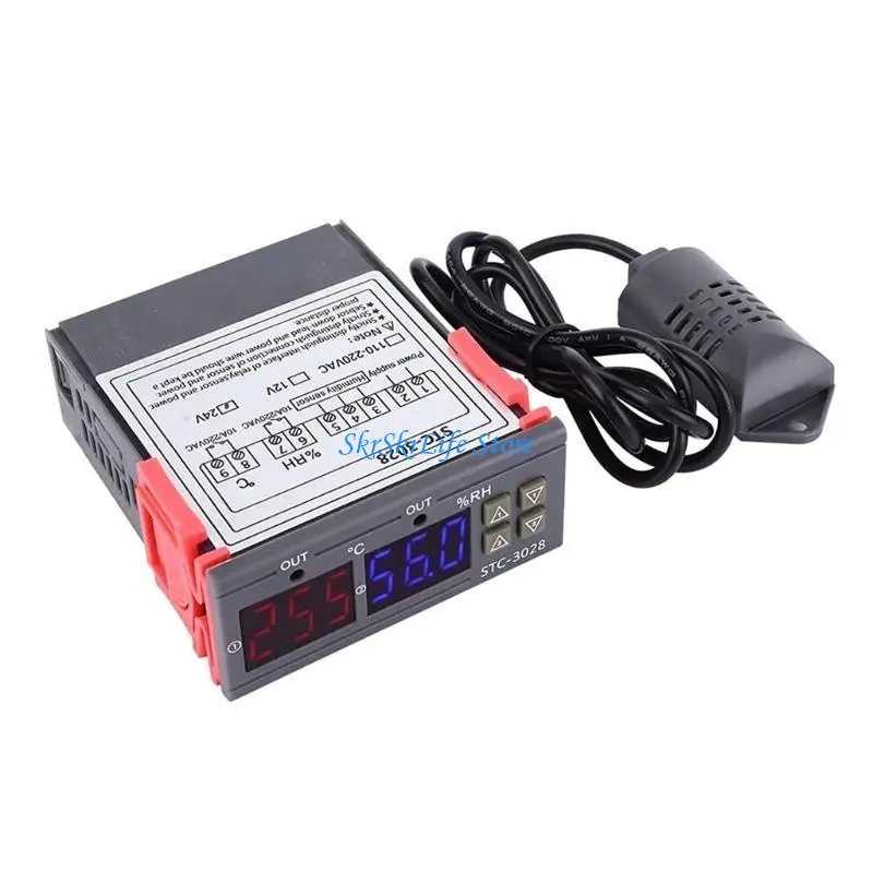 E65E Dual Digital Temperature Controller Thermostat Thermoregulator Incubator Heating Cooling STC-3028 12V/24V/110-220V