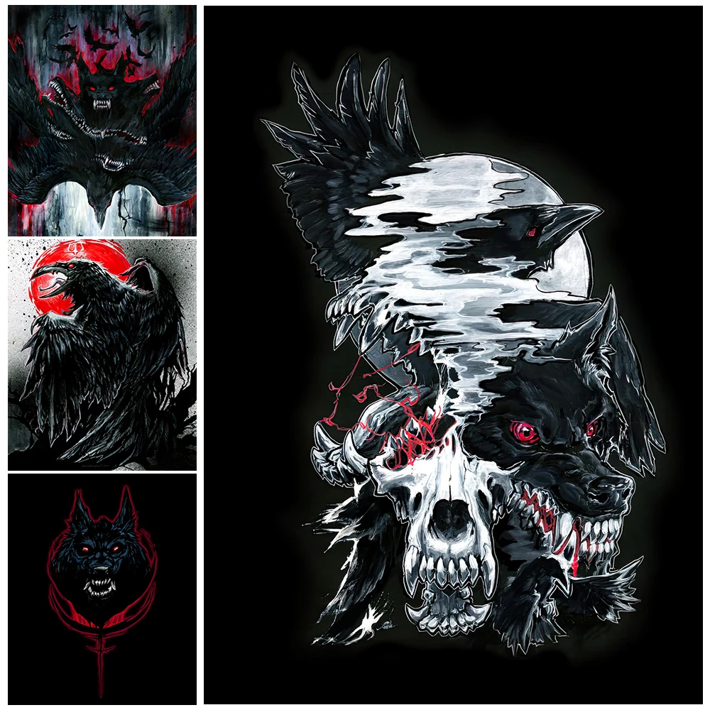 The Howling Of Wolves And Crows Wall Art Canvas Painting Musterious Bloody Murder Poster And Print Home Decoration Unframed