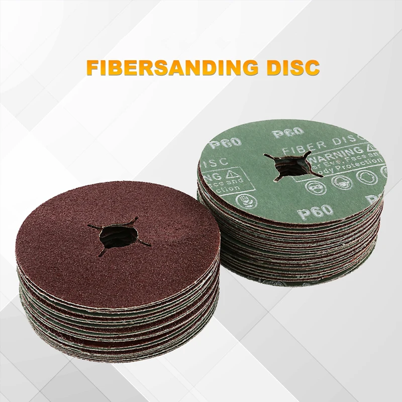 50PCS 115mm Cross Hole Sandpaper P24/36/40/60/80/120 Grit Polishing Grinding Sheet Grinding Sanding Disc for Grinder Machine