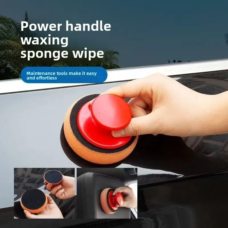 Handheld Car Wax Applicator Sponge, Auto Crystal Coating Polishing Pad, Hand Waxing Sponge for Car Beauty Detailing