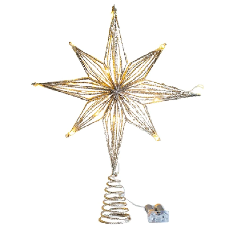 Christmas Tree Toppers Star LED Lamp Home Christmas Decorations For Tree Ornaments Eight-Pointed Star Tree Light