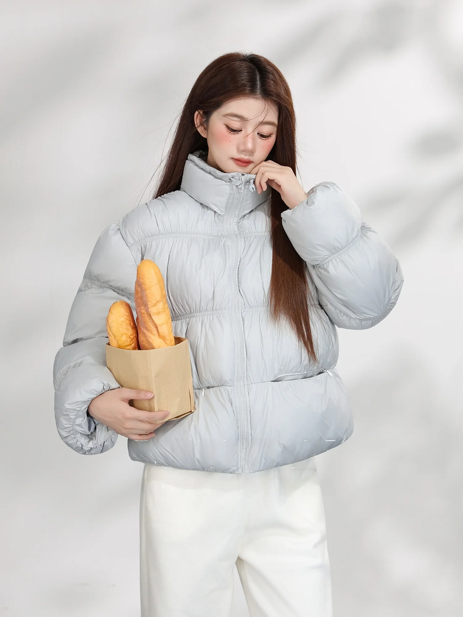 

Korean Sle Cloud Puff ort Loose Women's Cotton Jaet Bread Warm Stand Collar Winter New Arrival Cotton Outerwear