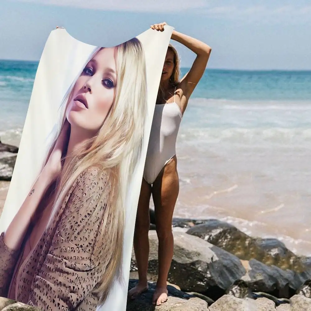 Model K-Kate Moss Microfiber Printed Beach Towel Mountain Climbing Yoga Beach Swimming Running Absorbent Soft Towel