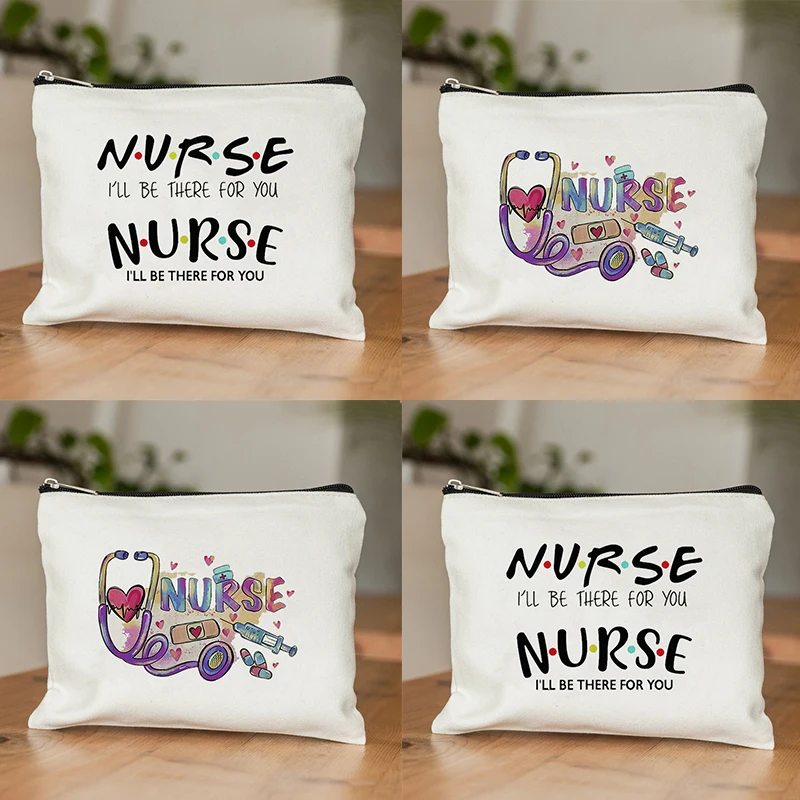 

A Nurse What's Your Super Power Pattern Makeup Bag Women Washbag Gift for Nurse Travel Lipstick Bag Bachelorette Party Gift