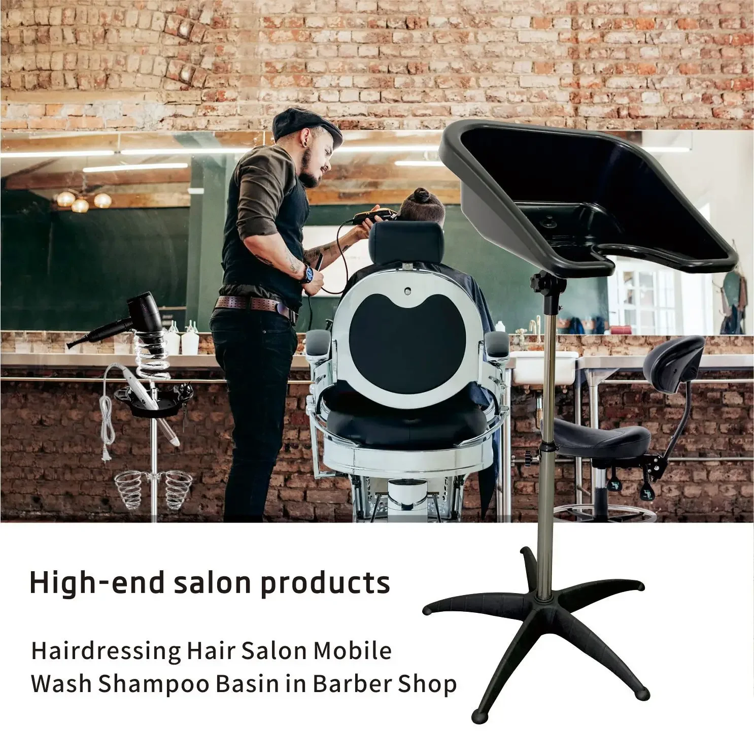 Portable Barbershop Shampoo Bowl Mobile Shampoo Bowl Height-Adjustable Hair Washing Sink Suitable for Beauty Salon Home