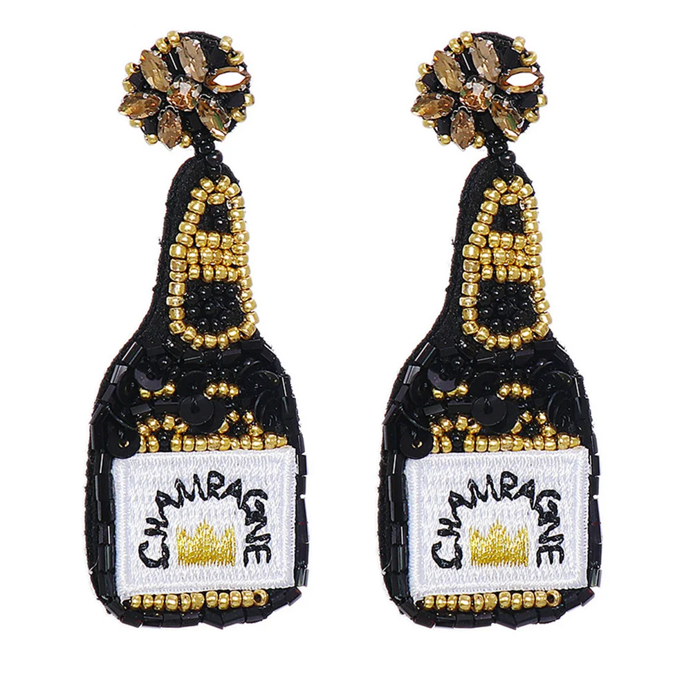 

1Pair Vintage Wine Bottle Earrings Beaded Dangle Drop Chic Design Comfortable Lightweight Women Jewelry Gift for Anniversary