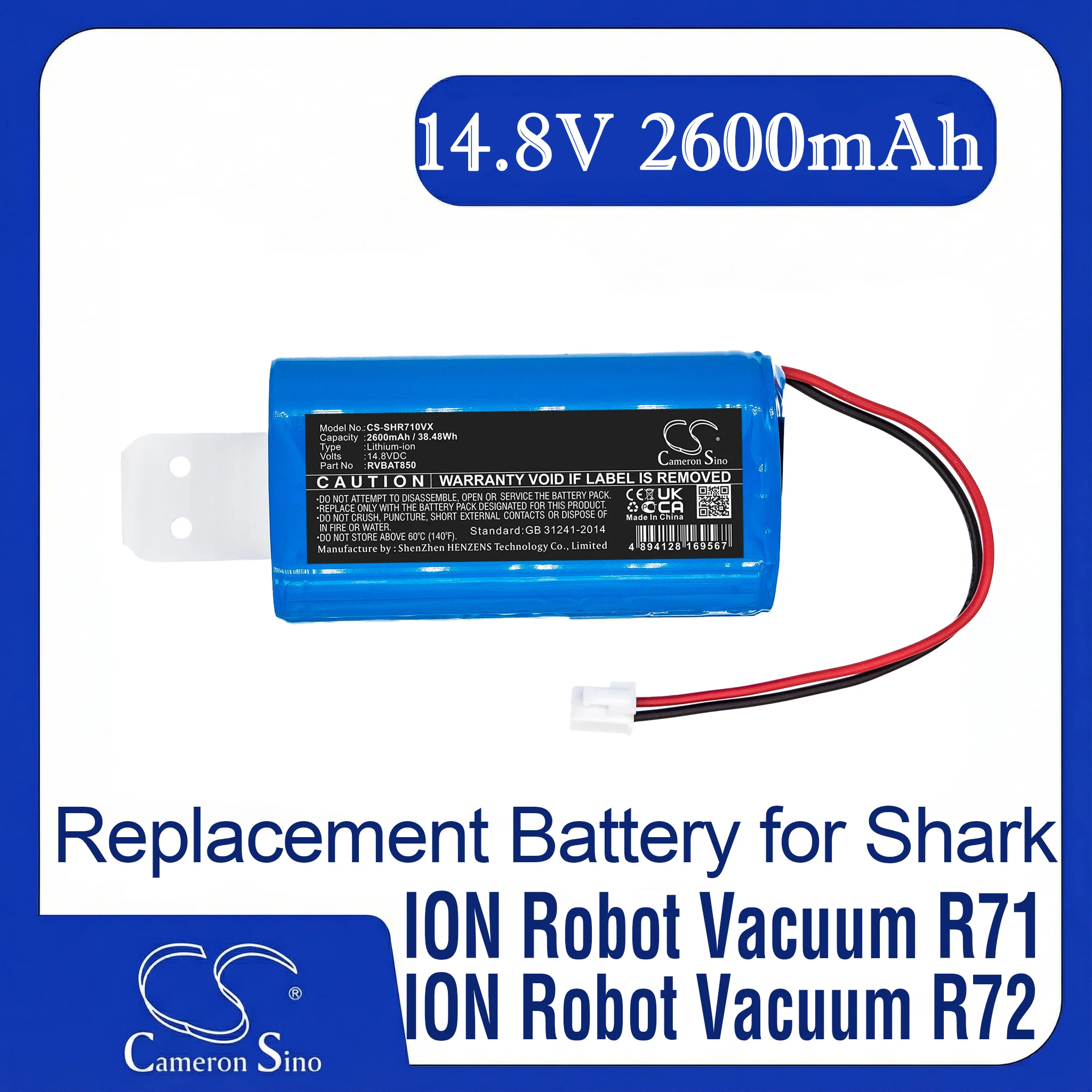 

Cameron Sino battery for AI Robot PRO RV2001WD, AV1010AE, AV1102A1US, AV1102ARUS, AV1110A1US FN. RVBAT850, RVBAT85002,RVBAT850A