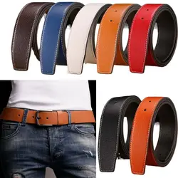 3.7cm Luxury Men Leather Belt Strap Genuine Leather No Buckle Belt Trouser Jeans Belt Decor Decorative Trousers