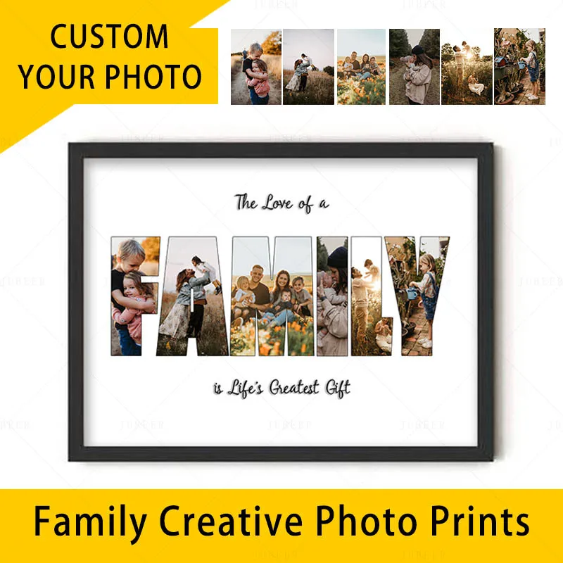 Family Creative Photo Prints Poster Personalized Canvas Decor Art Customization Painting Custom Your Picture Gifts for Relatives