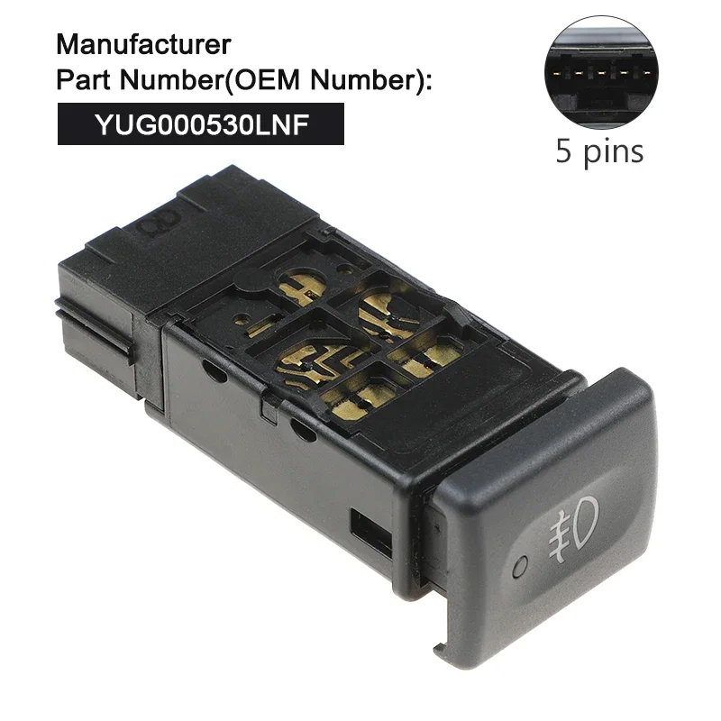 YUG000540LNF 5 دبابيس مفتاح لمبة الضباب الأمامي لاند روفر ديفندر TD5 1987-2006 YUG000530LNF #5