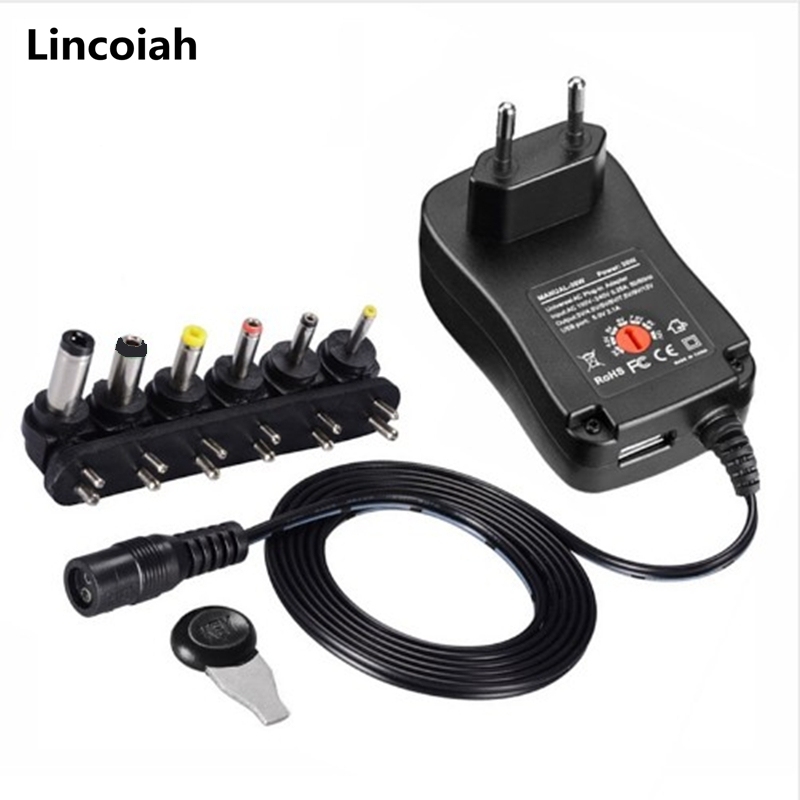  3V 4.5V 5V 6V 7.5V 9V 12V 2A/2.5A AC/DC Adapter US/EU/UK/AU Adjustable Power Adapters USB Universal Charger Switch Power Supply 