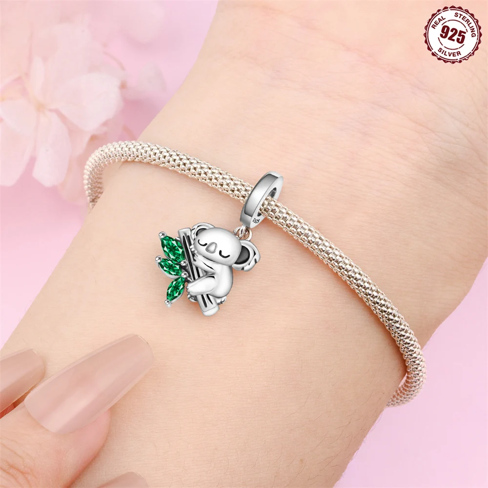 925 Sterling Silver Cute Lamb Cow Bear Mouse Fox Koala Charms Beads Pendant for Original Bracelet Woman Girl Jewelry