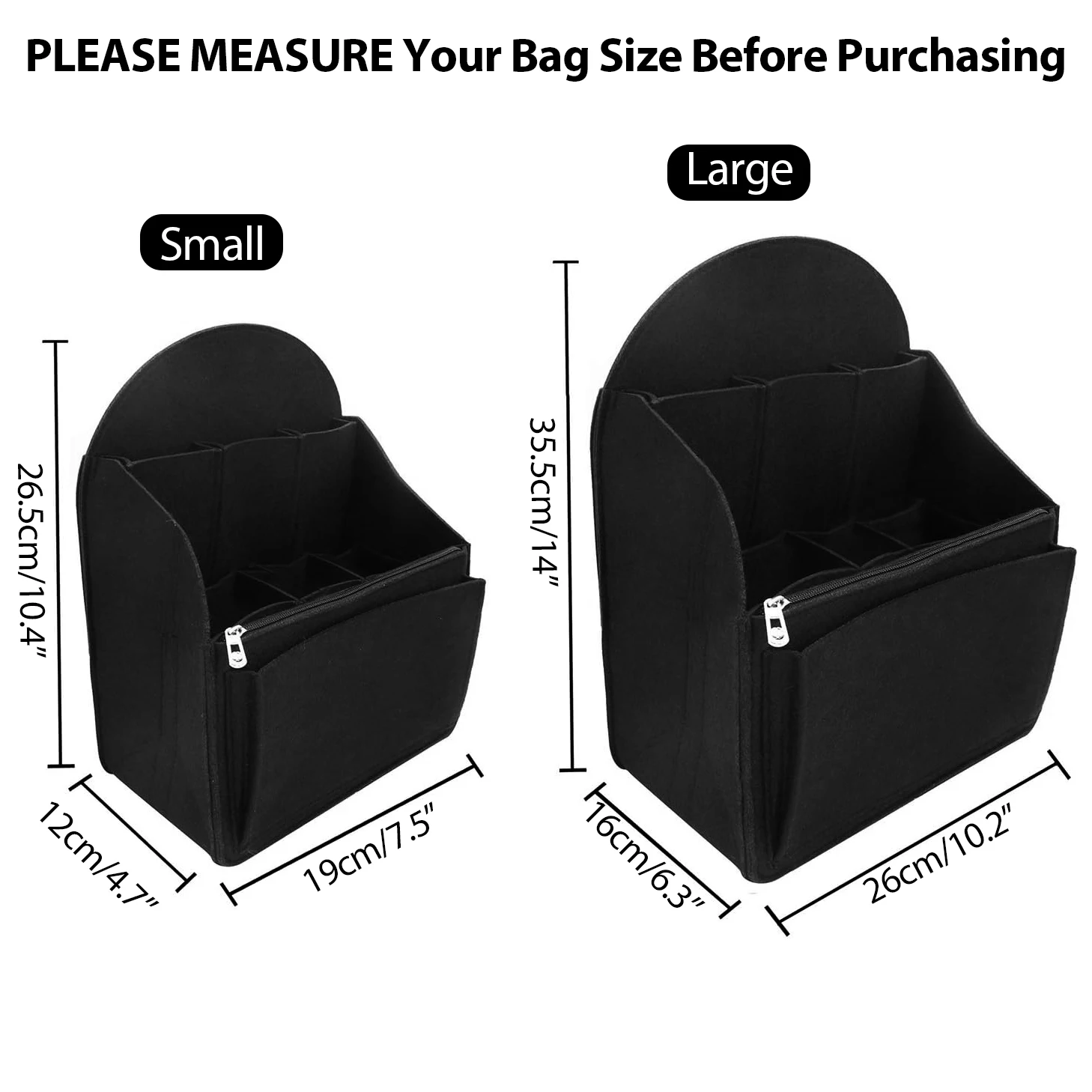 Felt Backpack Organizer Insert, 6-Pocket Inner Liner for Rucksack Handbag Shoulder Bag, Lightweight Durable