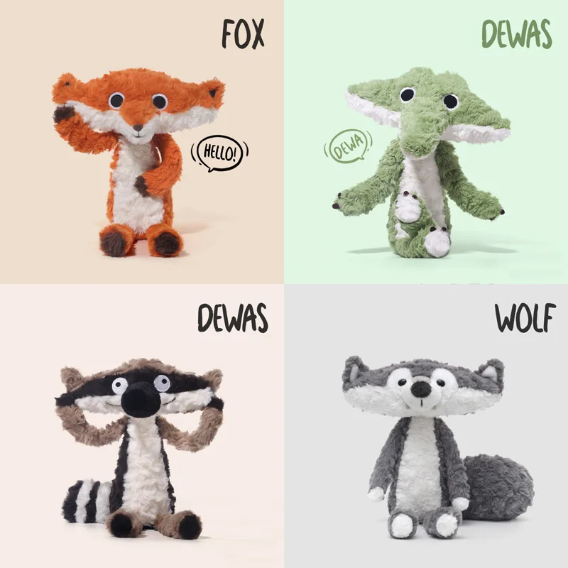 38cm zorro de dibujos animados ardilla voladora Lobo cocodrilo juguete de peluche lindo peludo Plushie dormir abrazo almohada decoración de la habitación regalo para niños