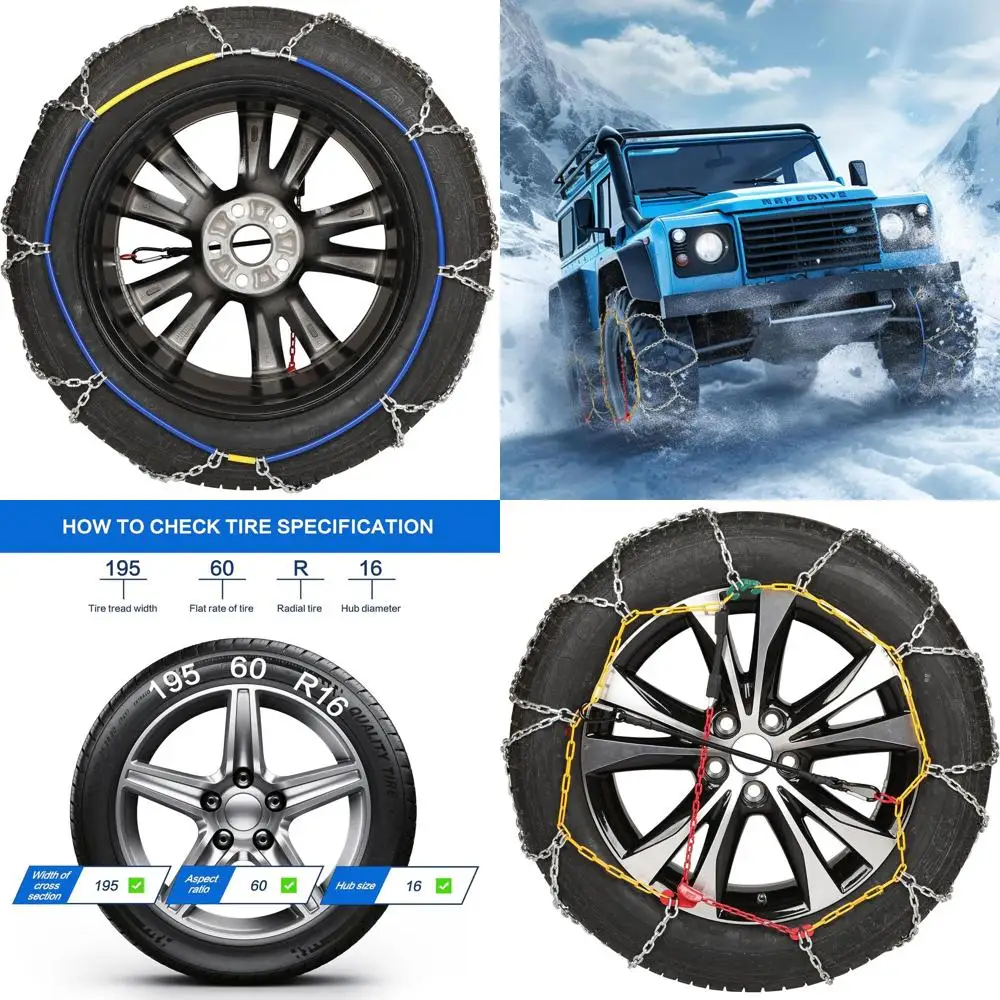 

Сверхмощные цепи для снега, цепи для аварийных шин из утолщенного сплава марганцевой стали для грузовых автомобилей, пикапов и внедорожников, набор из 2 шт. (4WD-50)
