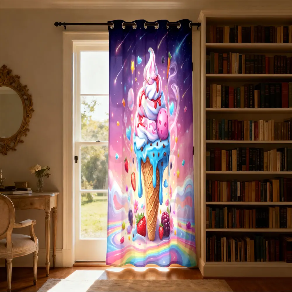 1pc Dream Starry Sky Ice Cream Single-piece Loop Curtain Single-piece Loop Curtain Living Room  Bedroom Doors  Home Decoratio