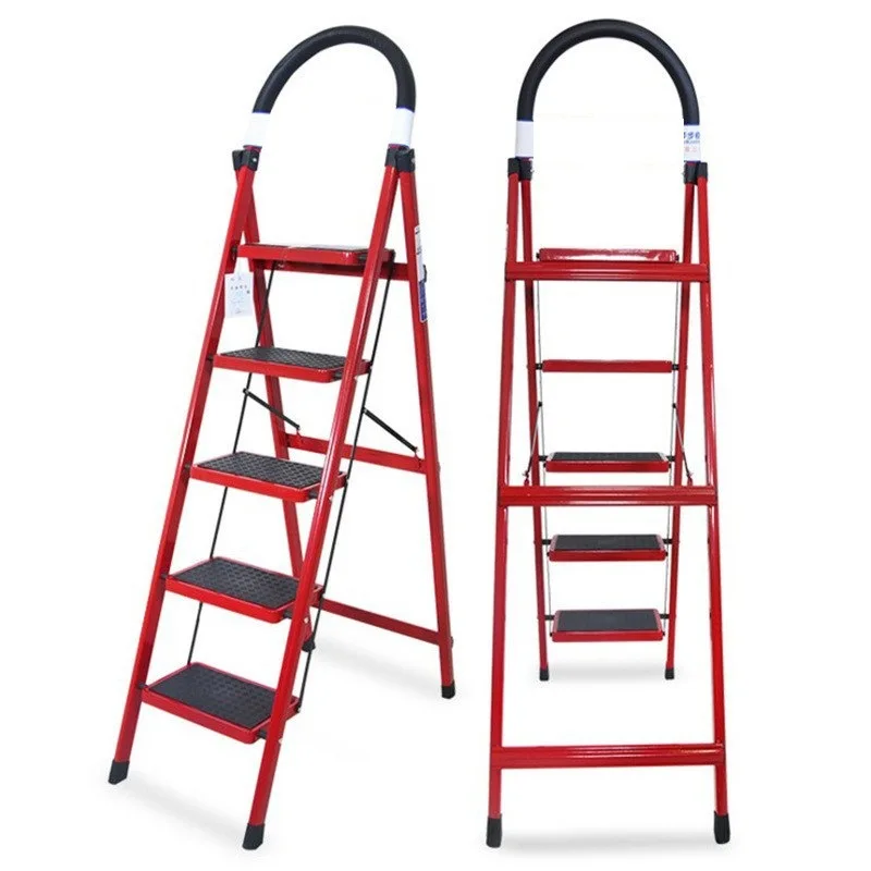 

Household, non-slip folding herringbone ladder, red thickened, step ladder