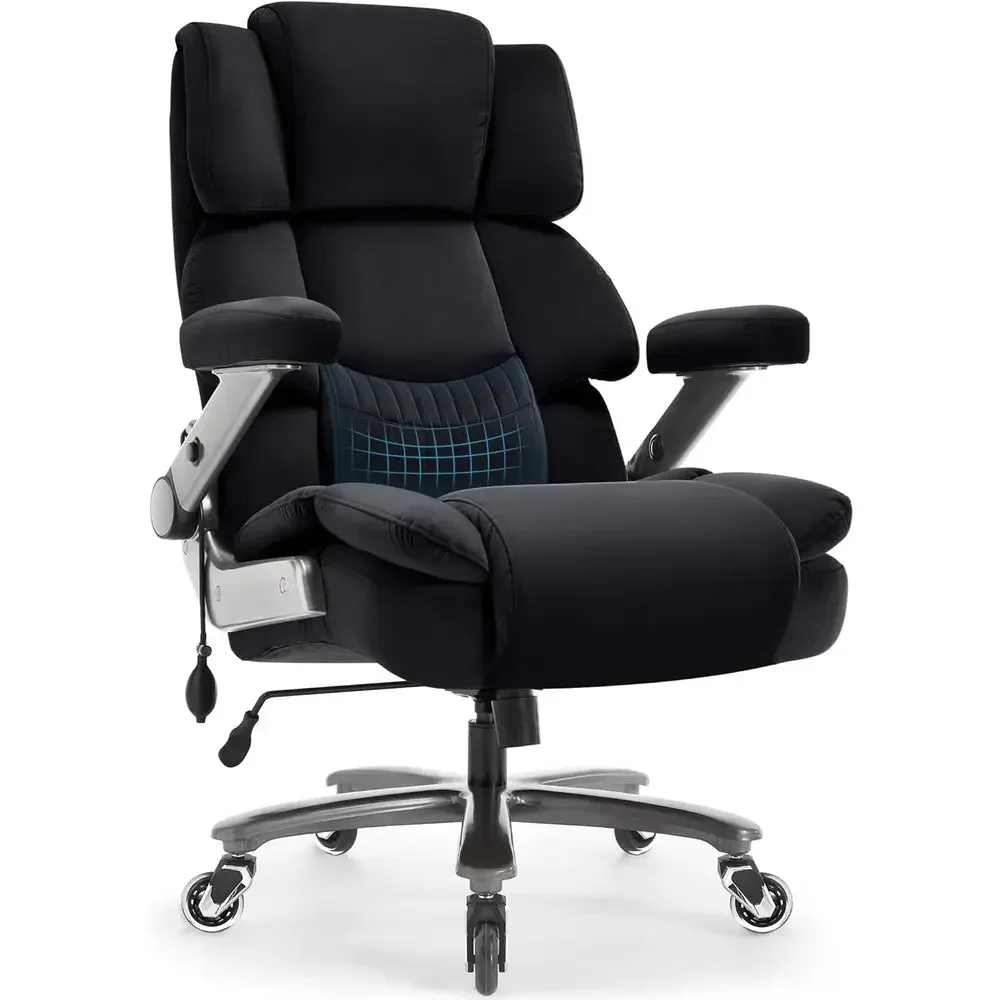 Large Heavy-Duty Plus Size Fabric Executive Desk Chair with 3D Armrests, High Back, Extra Wide Seat, Adjustable Lumbar Support,