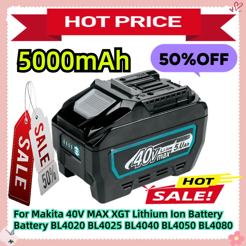 For Makita 40V MAX XGT Lithium Ion Battery Battery BL4020 BL4025 BL4040 BL4050 BL4080