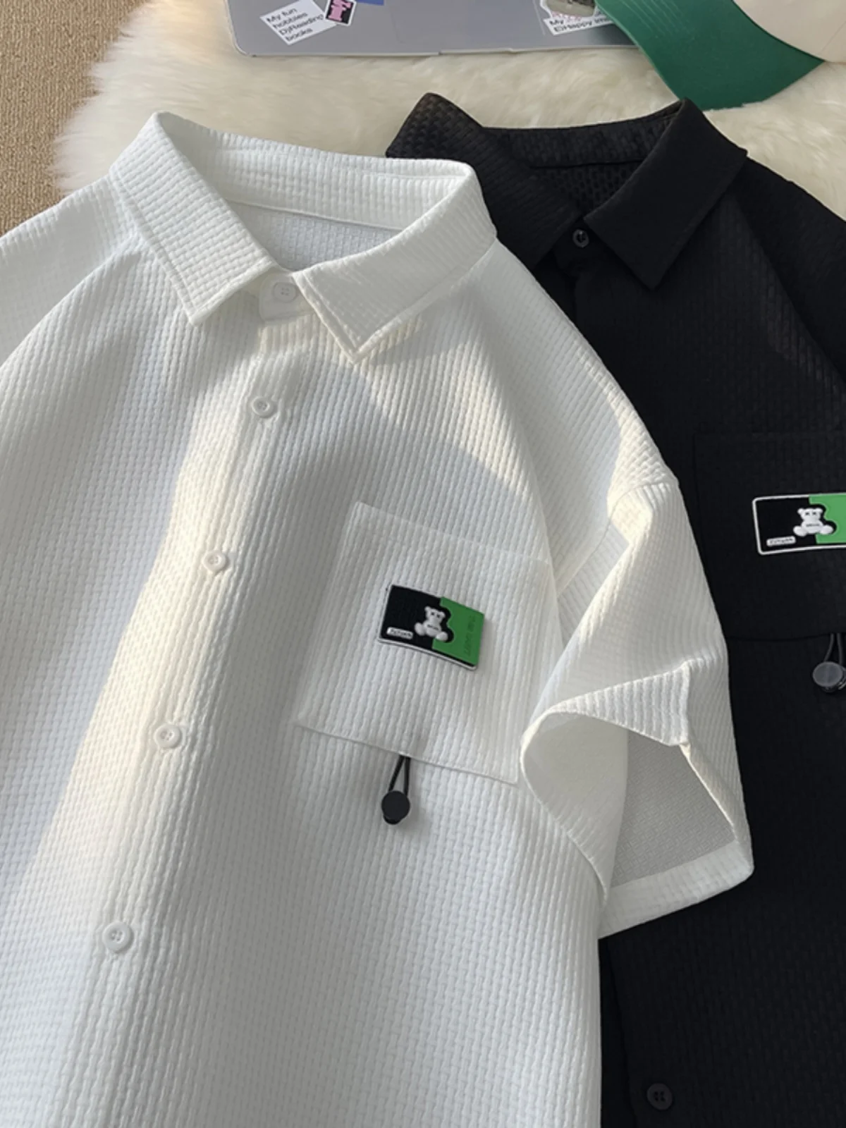 

Heavyweight ort Sve Men's irt Summer Loose plus Size Couple's Five-Quarter Sve Design Sensation Dr irt