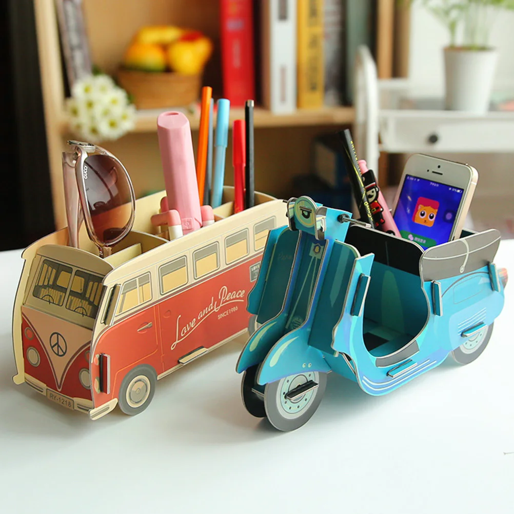 

Penholder Paper Motorbike Design Desktop Storage Box Size M Large Capacity Stationery Container Organizer Creative Pen Storage
