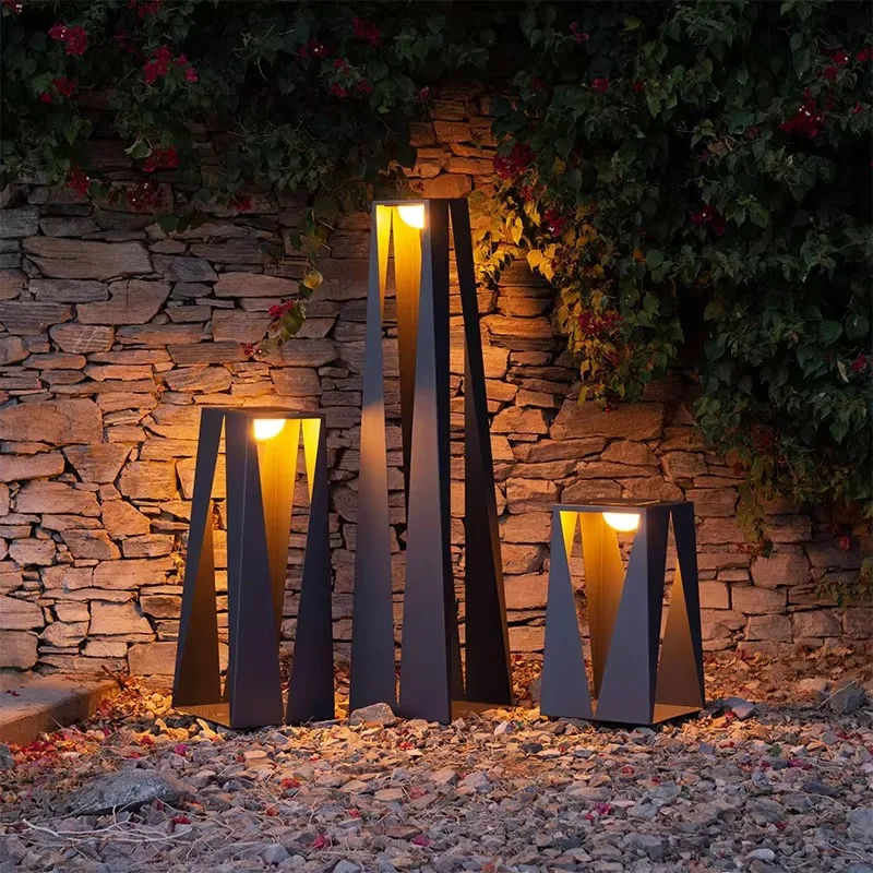 Outdoor Solar Garden Light Modern Simple Floor Lamp Art Modelling Landscape External Lighting Villa Garden Lawn Light