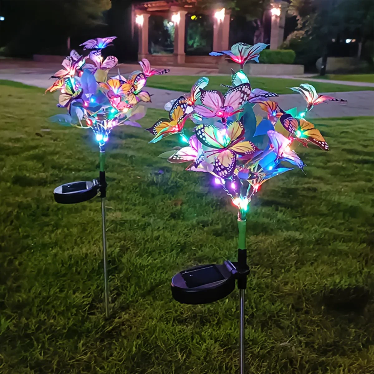 1Pc Garden Lights Solar Simulation Color Butterfly Lawn Light Holiday Outdoor Decoration Ground Plug Lamp Waterproof Lawn Light