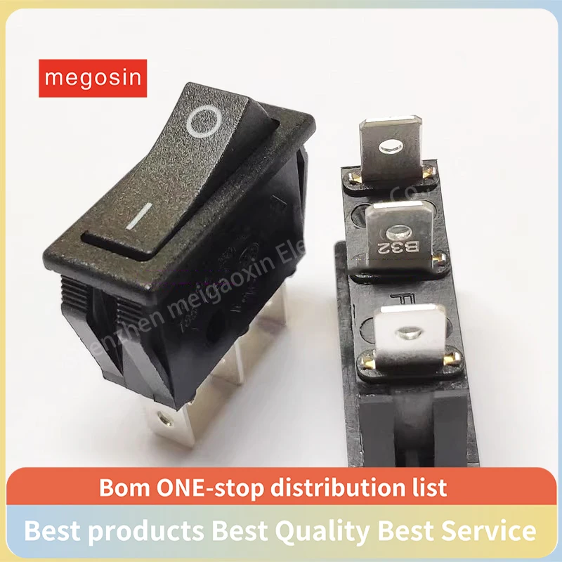 1~5pcs/lot Ship type switch R-1-120-C5N-BB Black no light 3-pin 16A warping switch