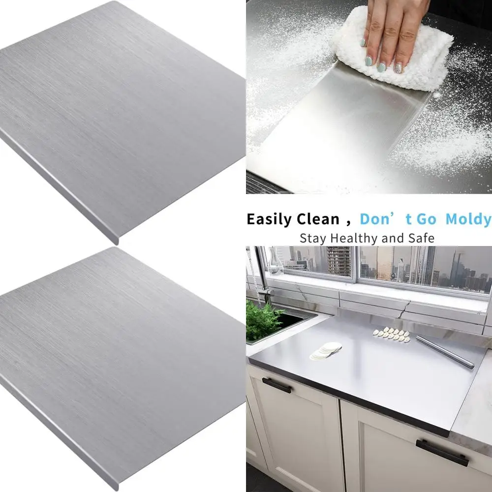 

Большая коммерческая разделочная доска из нержавеющей стали, 31,5x19,7 дюйма, сверхмощная кухонная разделочная поверхность для мяса, овощей, хлеба